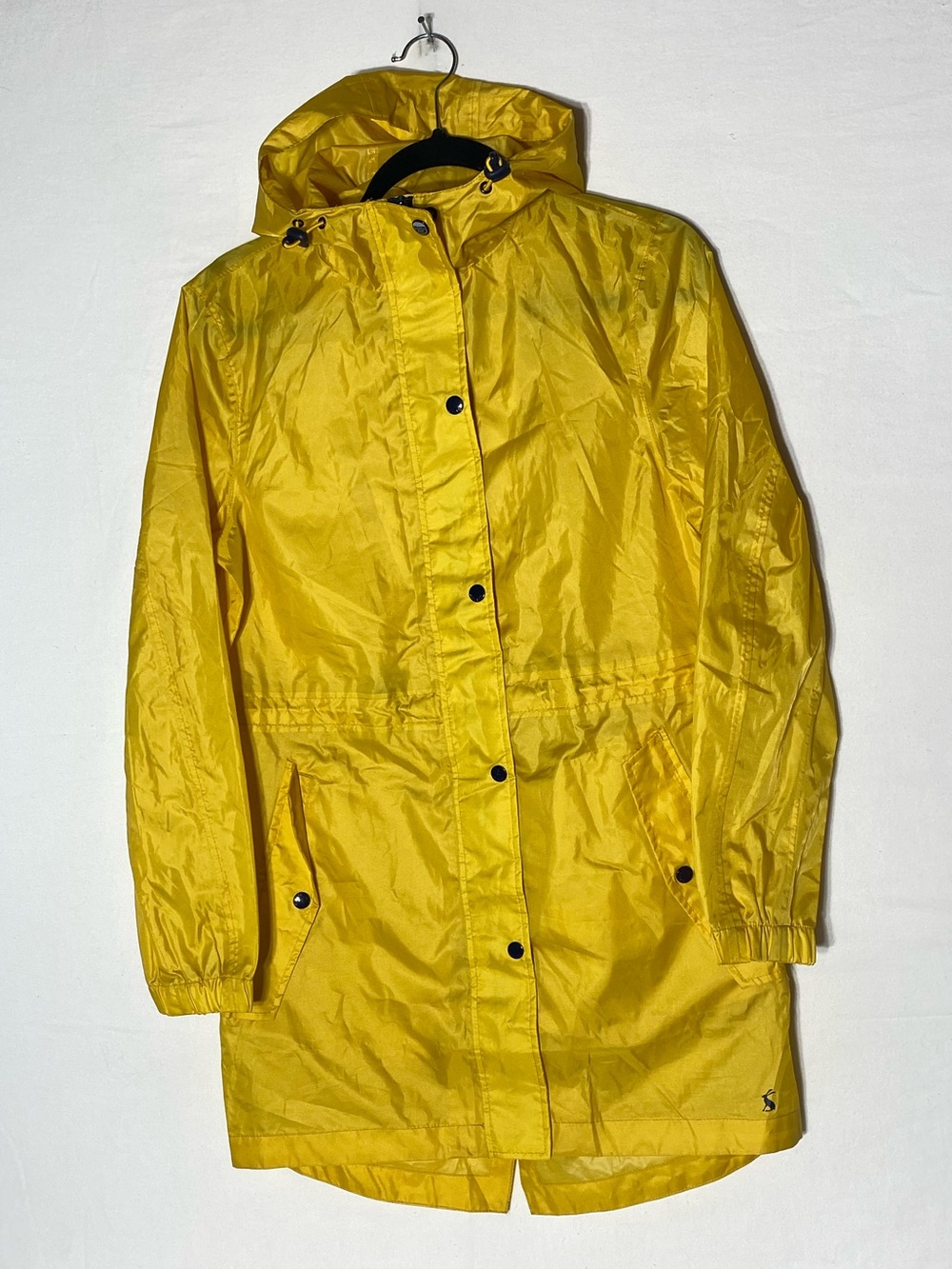 Joules Right As Rain Yellow Waterproof Hooded Long Raincoat Jacket 2